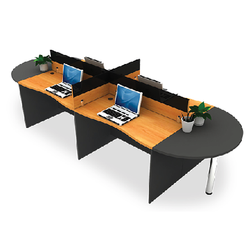 MT-WBC024  ชุด work Station 4 ที่นั่ง พร้อมตัวต่อโค้งโต๊ะประชุม(Top Wave)/MT-WBC024