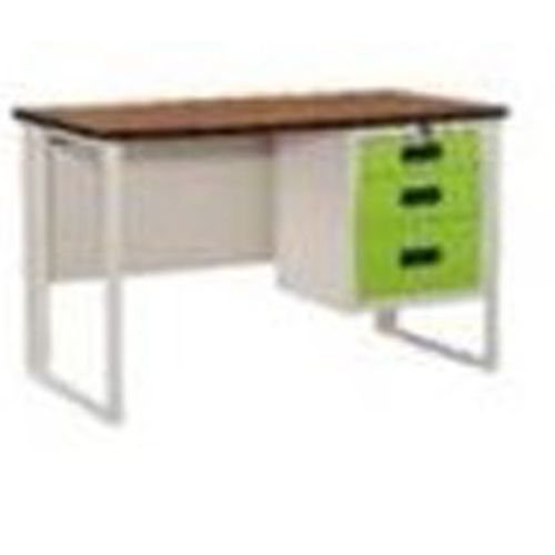 26.โต๊ะเหล็กขาคู่หน้า ท็อปเมลามีน 3 ลิ้นชัก