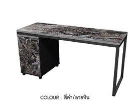 โต๊ะทำงาน 160CM พร้อมตู้ 40CM HBD-1661 (สีดำ/ลายหิน)
