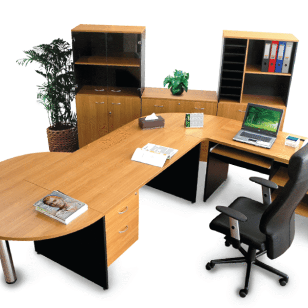 EU-334 โต๊ะทำงาน LIGHT SET 8 โต๊ะทำงานหน้า Top ปิดผิวด้วยเมลามีน ป้องกันรอยขีดข่วนได้เป็นอย่างดี สี Chery Black