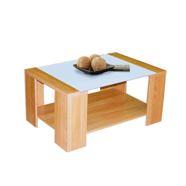 T5G-90 โต๊ะกลางไม้+ท๊อปกระจก เฟอร์นิเจอร์ไม้ ขนาด W90xD60xH40 cm.